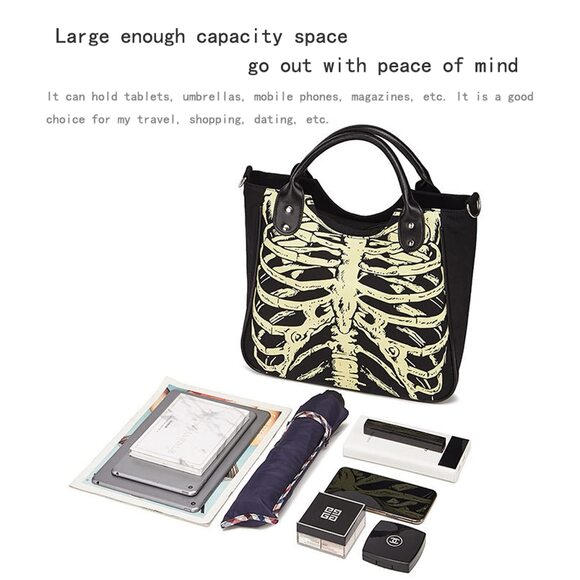 6715 Gothic Backpack Canvas Bag Luminous Fashion Skull Crossbody Printed main image 8